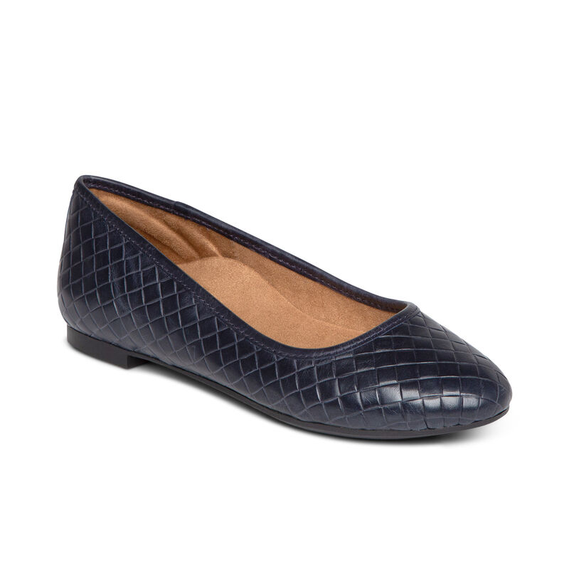 Aetrex Womens Lyla Ballet Flat with Arch Support Flats Navy - 3pBPRGKNm